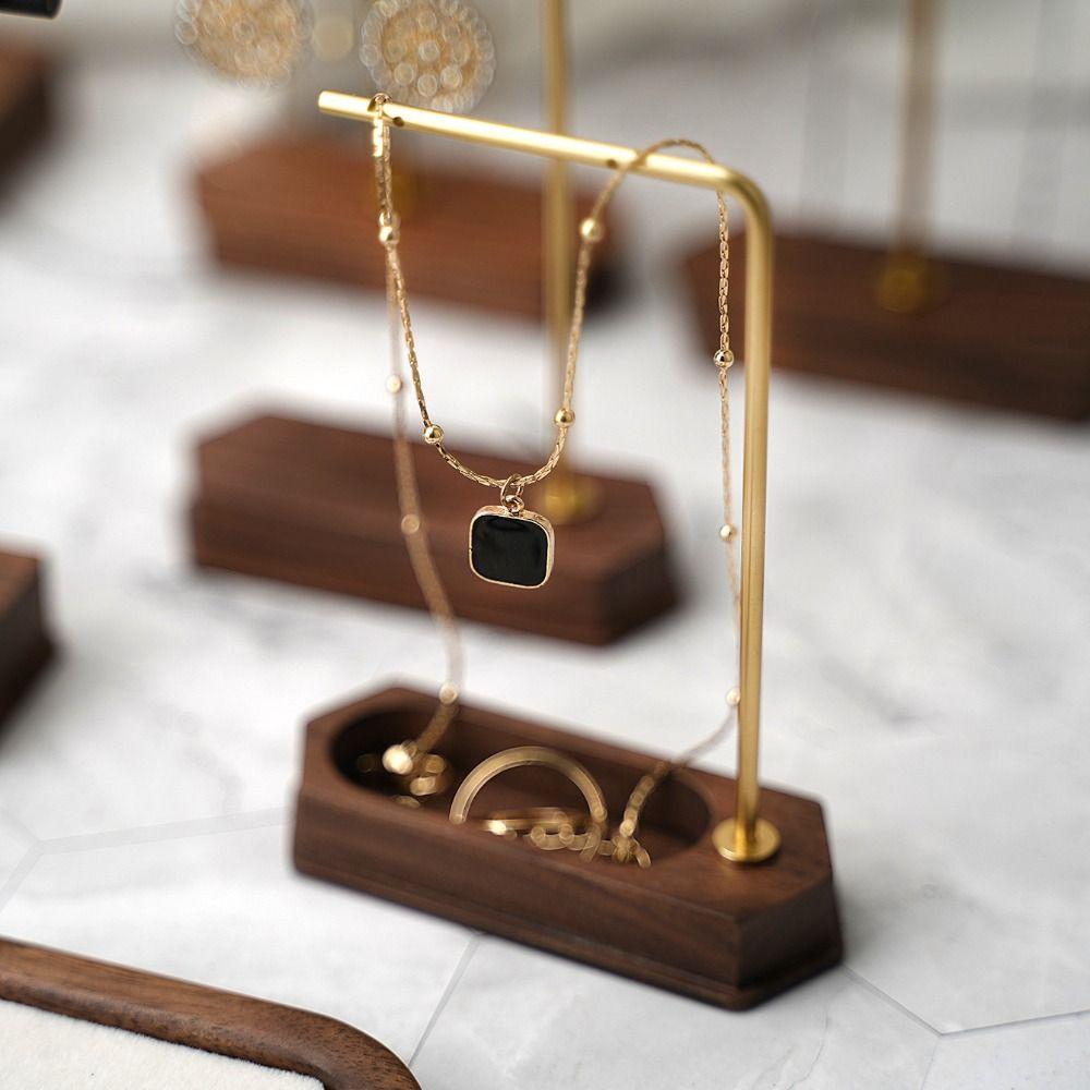 Photography Props Jewelry Display Stand Copper and Wood Display Holder Storage Rack  Earrings