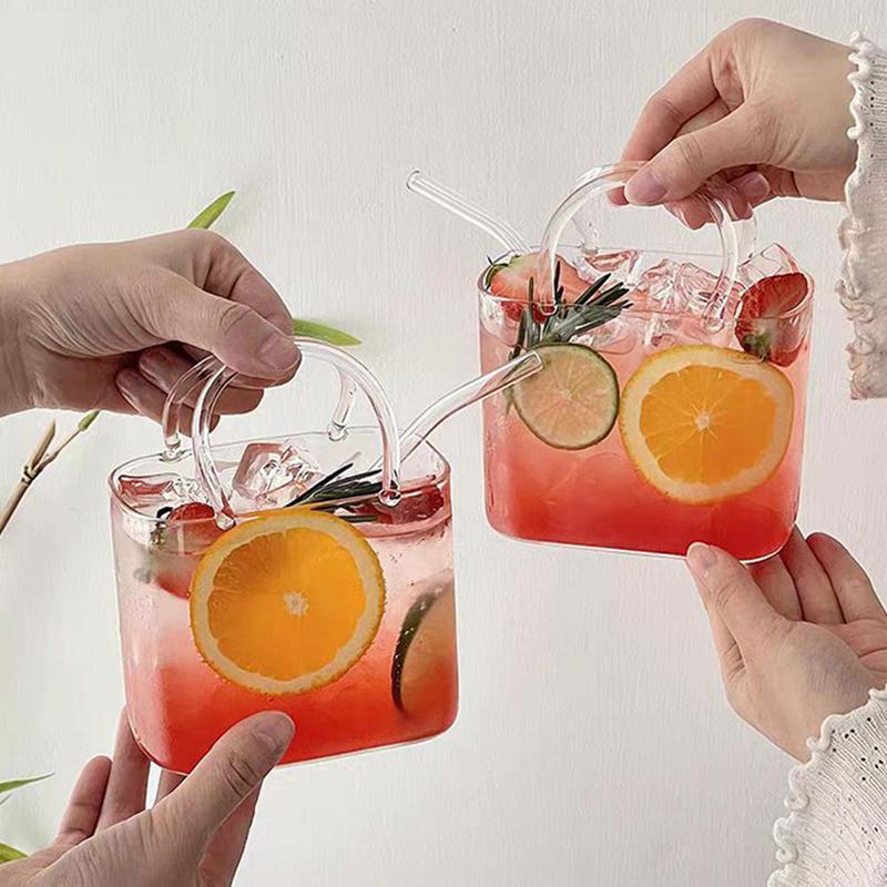 Unique 750ml Cocktail Glass Cup With Handbag Glass Purse Bag Vase Portable Creative Glass Wine Cup For Wedding Home Decoration