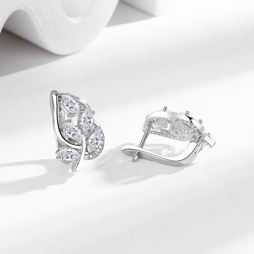 Micro-Set U-Shaped Zircon Ear Buckle Fashionable Leaf Diamond-Set Earrings, Earrings, Middle Eastern Earrings.