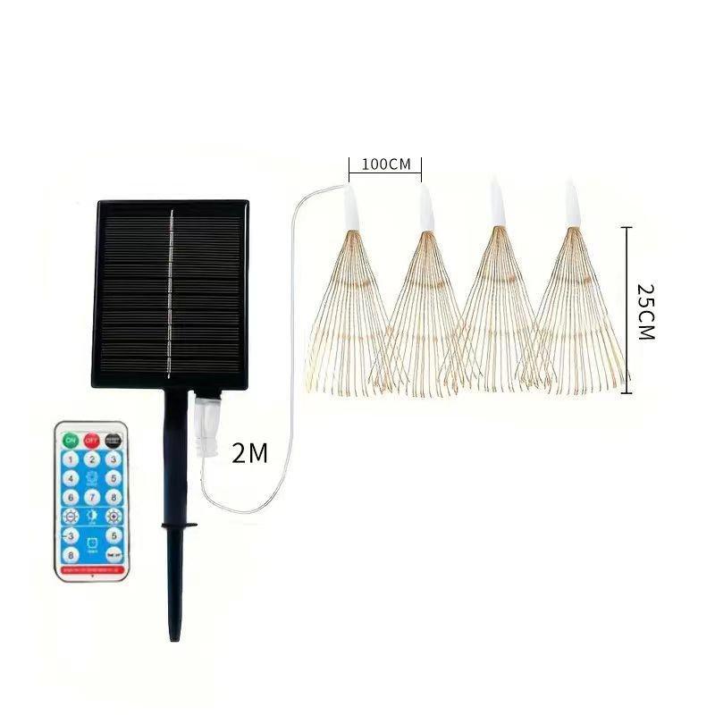 Solar-Powered Dandelion Firework LED Lights with Remote Control for Camping
