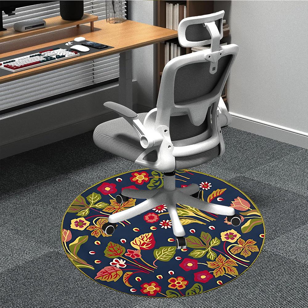 

1pc Floral Pattern Carpet for Office Non Slip, Round Carpet, Soft & Comfortable, Carpet for Office, Lightweight Round Floor Mat 80cm