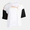 Women's Peach Color Block T-Shirt with Black Sleeves
