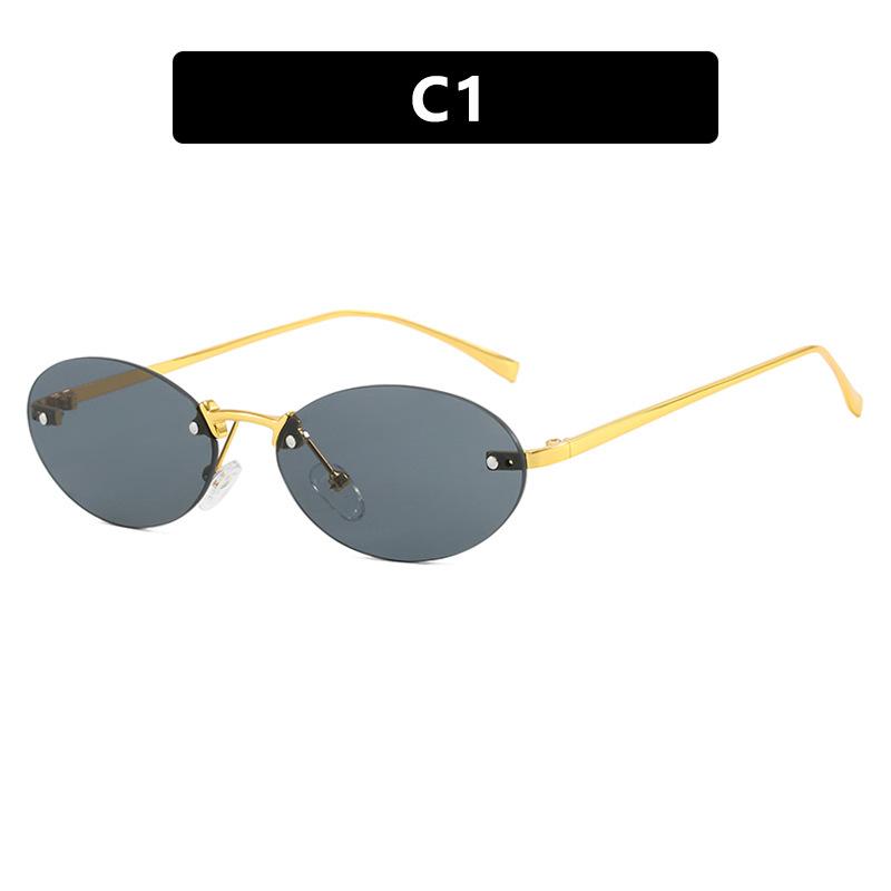 Elliptical Frameless Sunglasses Women Fashion Trend Sun Glasses Men Outdoor Sunshade Eyewear Uv400 Luxury Brand Design Eyeglass