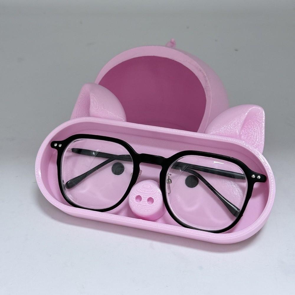 Portable Pink Piggy Glasses Case PLA Multi-functional Pig Stationery Storage Box Washable Dust-proof Eyewears Storage Box