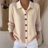 Women's Fashion Casual Fall Winter Solid Color Print Long Sleeve POLO Neck Sweaters