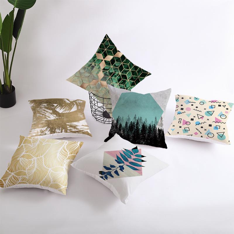 Ins Nordic Style Home Soft Decoration Gold Sofa Pillowcase Digital Printing Office Cushion Cover Pillowcase