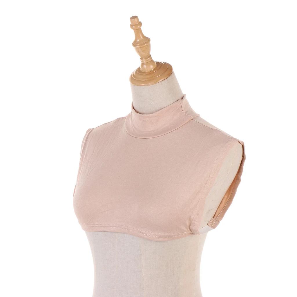 New Womens Muslim Modal Fake False Collar Islamic Hijab Extensions Turtleneck High Neck Cover Warmer Bright Solid Color Half Top