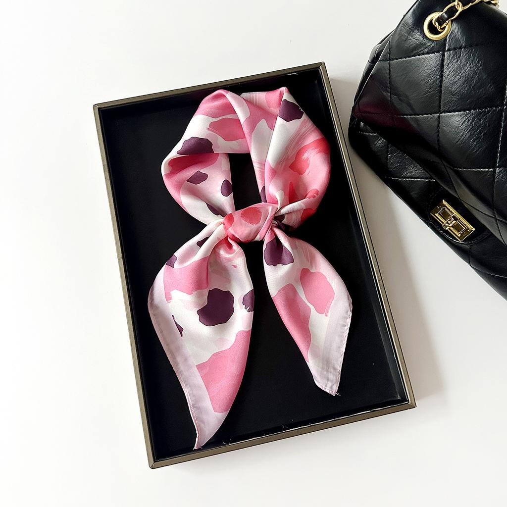 Thin Sweet Beautiful Woman New Satin Square Scarf Hair Accessories Printed Headband European and American Leopard Print Headscarf 71 Imitation Silk