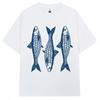 Y2k Sardines Pattern Printing T-shirt Summer Fashion Vintage T Shirts Oversized 100% Cotton Casual T Shirt Streetwear