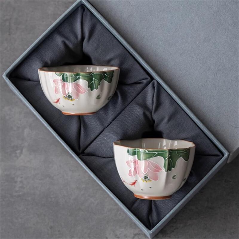 Hand-Painted Lotus Ceramic Master Teacup