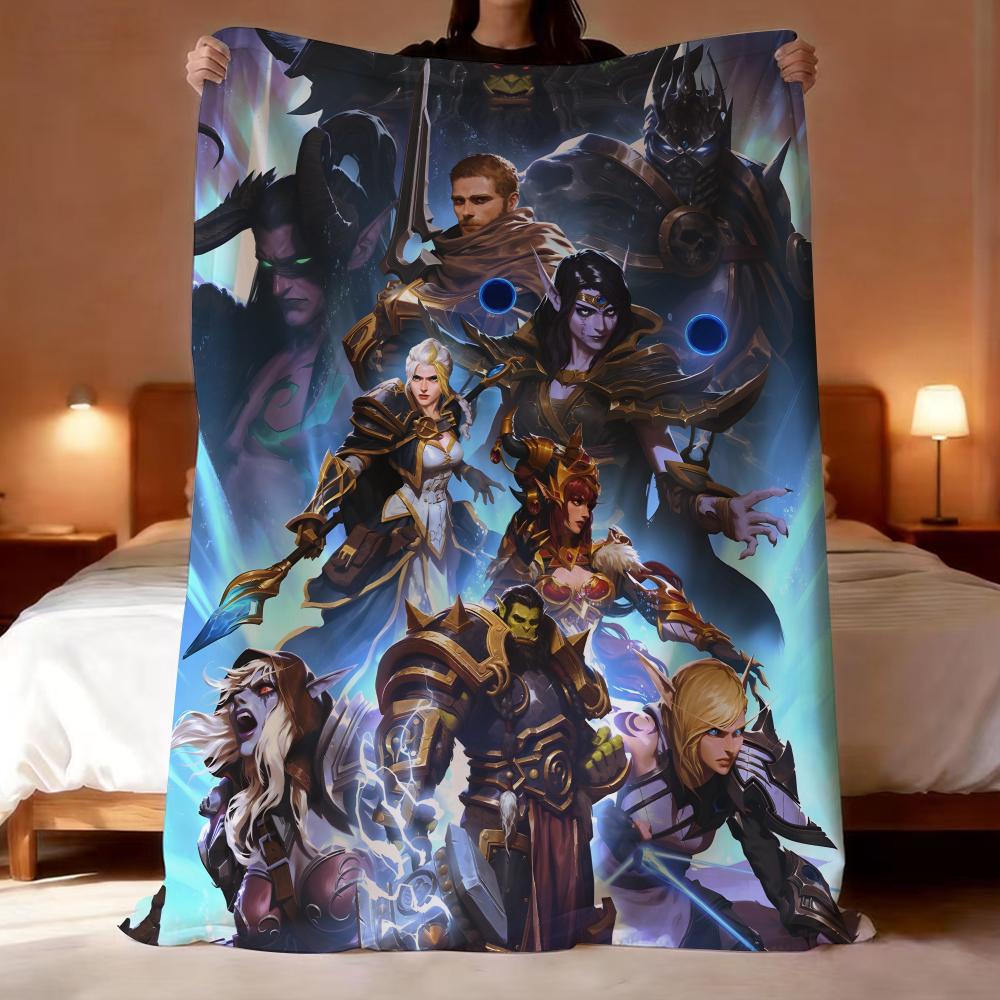 wWorld of Warcraft Game Throw Lightweight 240g Flannel Blanket Soft Skin-friendly for Summer Cooling