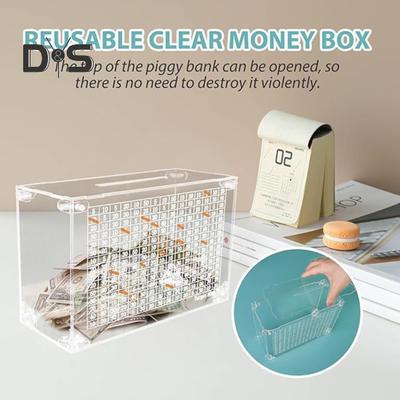 Transparent Acrylic Money Box with Counter 5000USD Saving Goal Kids Adults Clear Piggy Bank Coin Cash Container Money Saving Challenges Box Boys