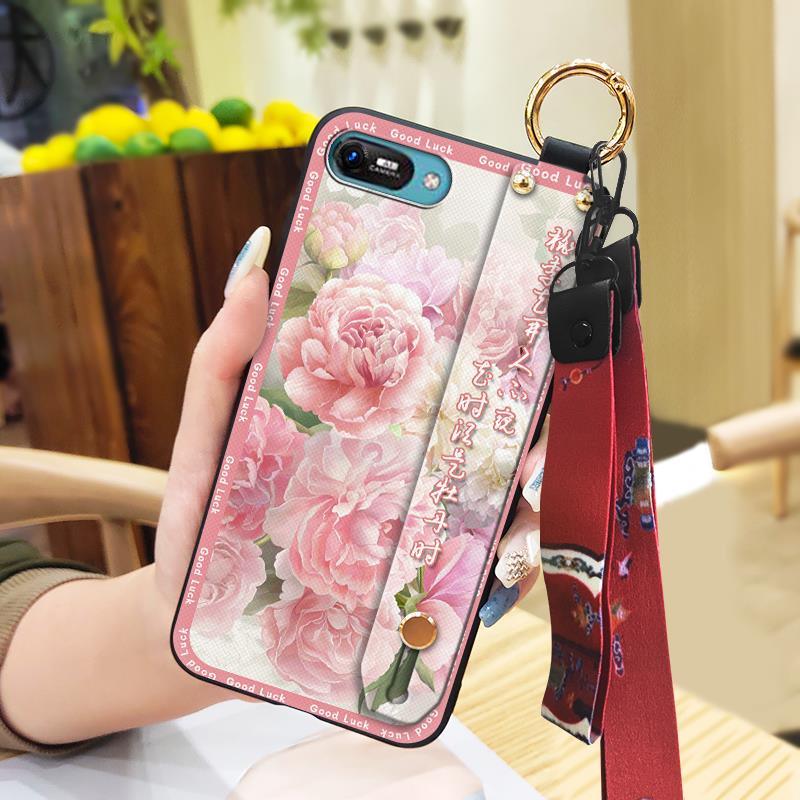Elderly lady Kickstand Phone Case For Itel A25/A35/A25 Pro Lanyard Anti-knock Silicone Fashion Anti-dust Wristband Ring