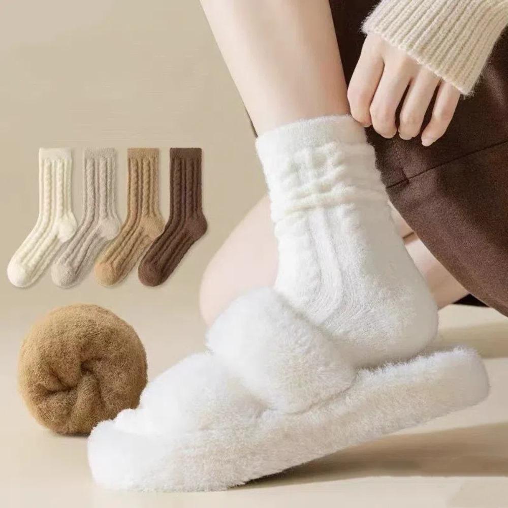 Mittelhohe Warme Kaschmir-Socken Verdickte Plüschsocken Weiche Schlafsocken Winter