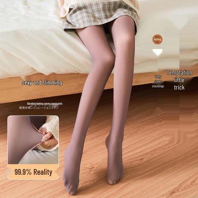 Lansha Women's Seamless Faux-Sheer Thermal Tights