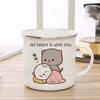 Nuovo gatto Peach e Goma Tazza smaltata Caffè Tazza da tè simpatico animale Colazione Dessert Tazza di acqua di latte regalo di coppia