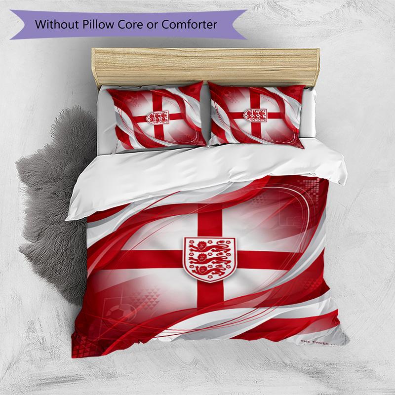 Set Biancheria da Letto Stampata Calcio Inghilterra 3 Pezzi Copriletto Traspirante Accogliente come Regalo per la Casa Nuova o per le Feste