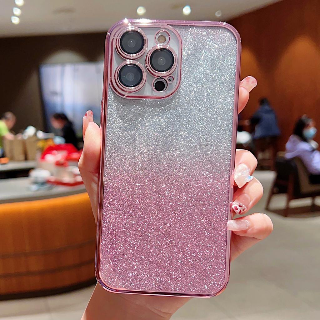 Butterfly Stand Is Suitable for IPhone16, 15promax, with Gradient Glitter, Lens Film, 14 Electroplating and Anti-drop