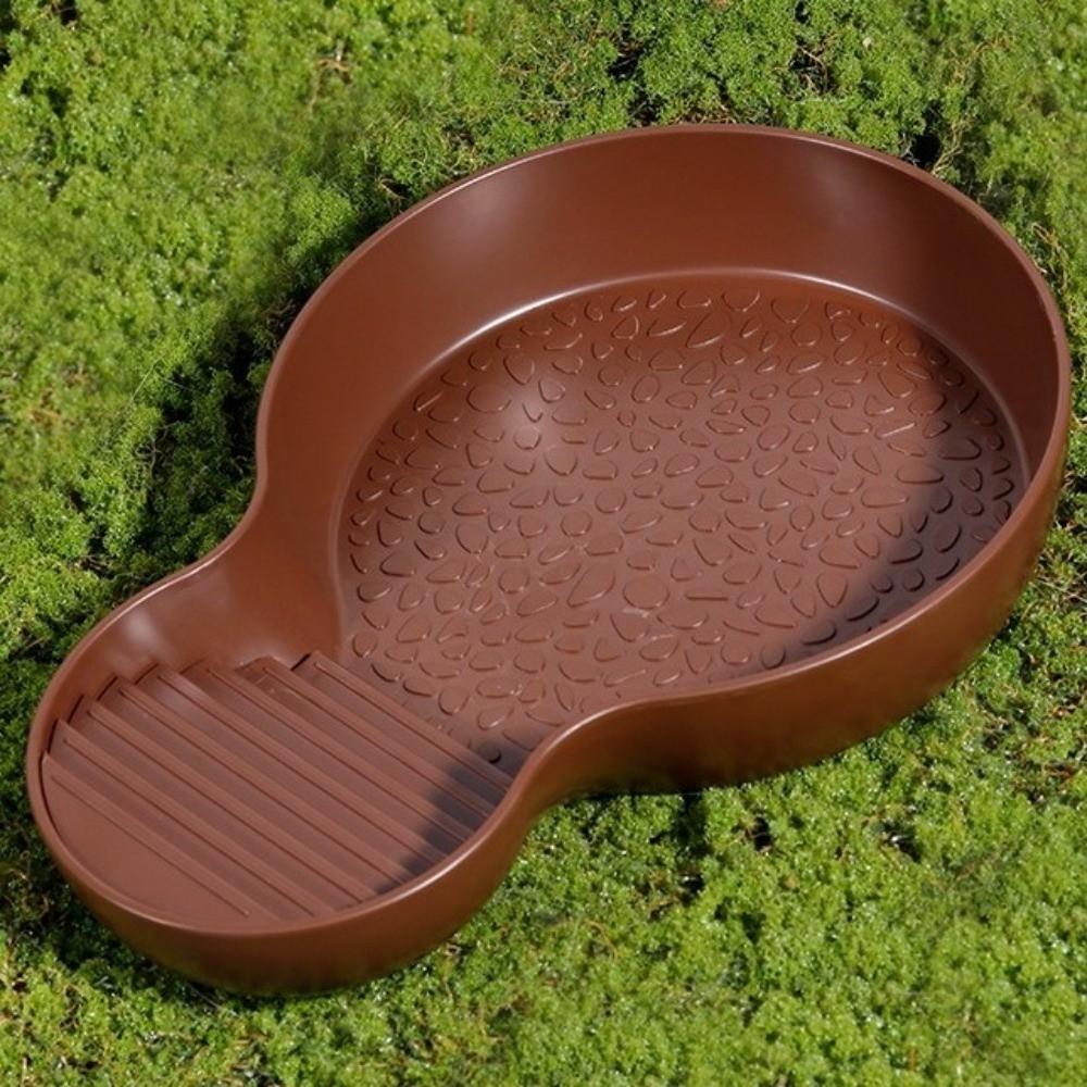 Non-Slip Reptile Bathing Pool With Ramp Turtle Pond Landscaping Amphibians Water Bowl  Pet Habitat