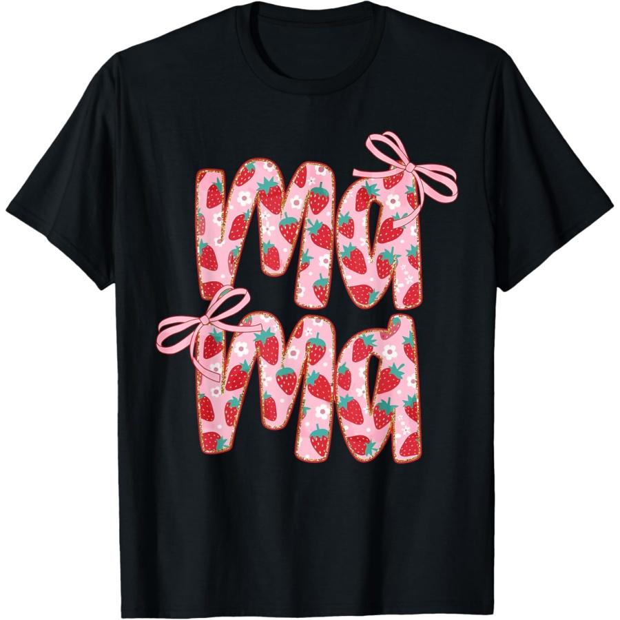 Мама Клубника Кокетливый Бант Мама Счастливого Дня Матери Маме Футболка XXXXXL чёрный