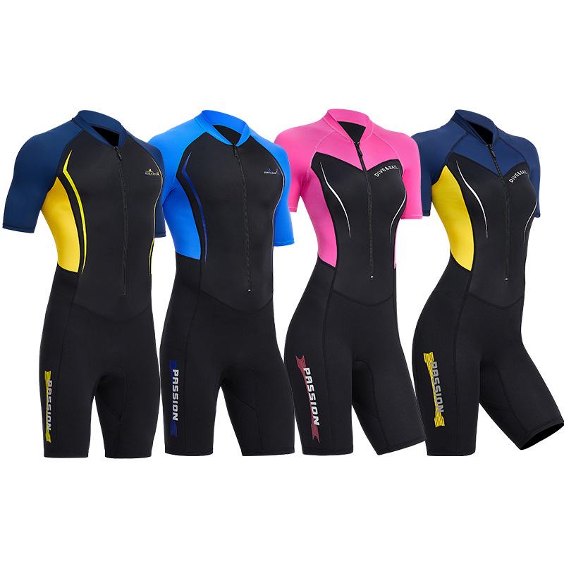 1.5MM Unisex Short Sleeve Wetsuit - One-Piece Diving, Snorkeling, Surfing, Jellyfish Protection, Sun Shield