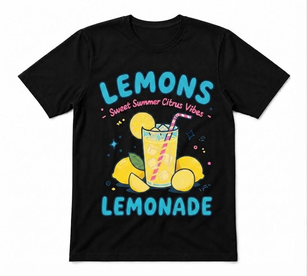 Lemons Lemonade Sweet Summer Vibes Fruits Lovers Unisex Gift Black T-ahirt