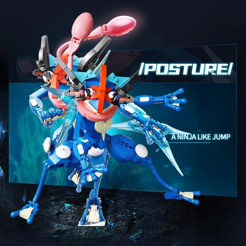 Non-Toxic Pokemon Anime Cartoon Ash'S Greninja Building Blocks Ash'S Version Of Koga Ninja Movies Model Bricks Toys For Kids Holiday Gifts