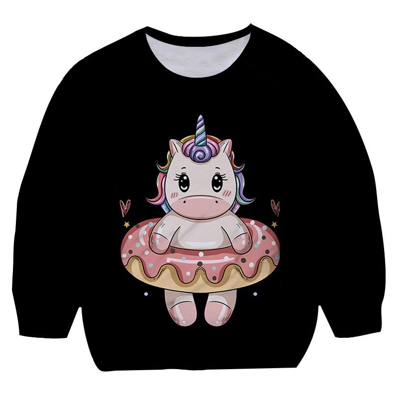 2025 Nová 3D růžová mikina Jednorožec Mikiny Podzim Zima Volný čas Zahradní límeček Chlapci a Dívky Děti Street Wear Mikina 4-14T