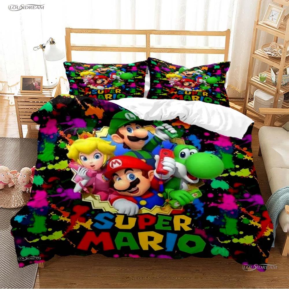 Mario Cartoon Game Cute All Season Duvet Cover Comforter Bedding Sets Soft Quilt Cover And Pillowcases Single/Double/Queen/King