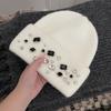 Solid Color Warm Beanie Versatile Windproof Cap Gift Rhinestone Knitted Hat  Travel