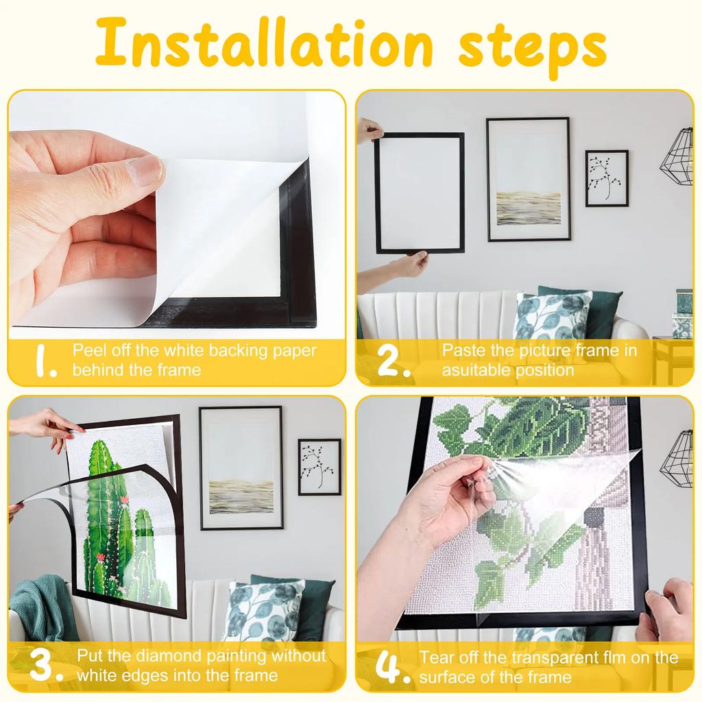 5/10pcs Diamond Art Frames Magnetic Picture Frame Flexible PVC Picture Frames for Wall Magnetic Diamond Frame Self-Adhesive