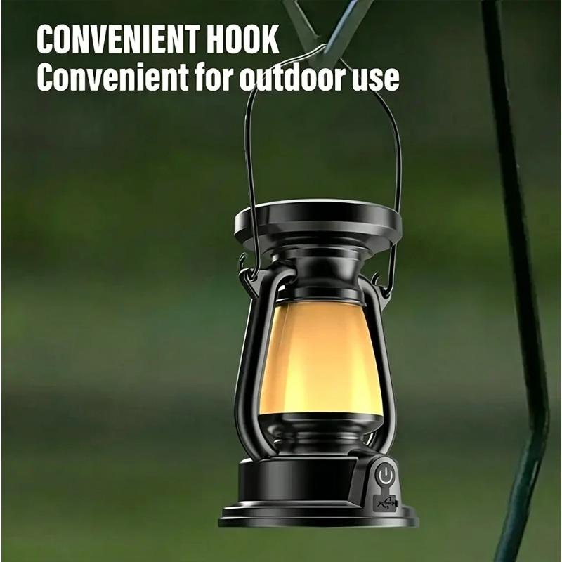 USB Rechargeable Camping Lantern Portable Hanging Tent Light Solar Charging 3000-5000K Stepless Dimming Outdoor Lamp
