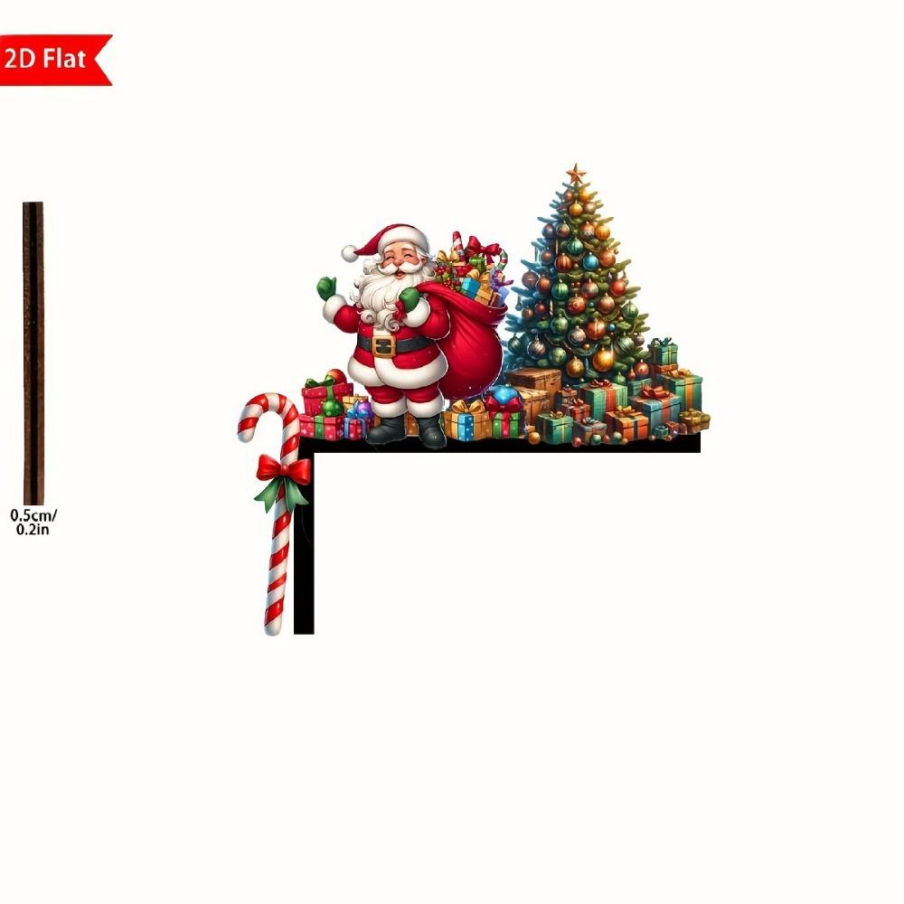 

2D Flat Door Corner Sign Wooden Door Corner Decoration Santa Claus Frame Home Wall Decorats left