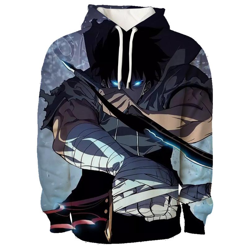 

Harajuku Аниме Solo Leveling Sung Jin Woo Графический Толстовка Мужская Свободные Длинные Рукава Толстовки Модные Манга Толстовки Мужская Одежда 4XL