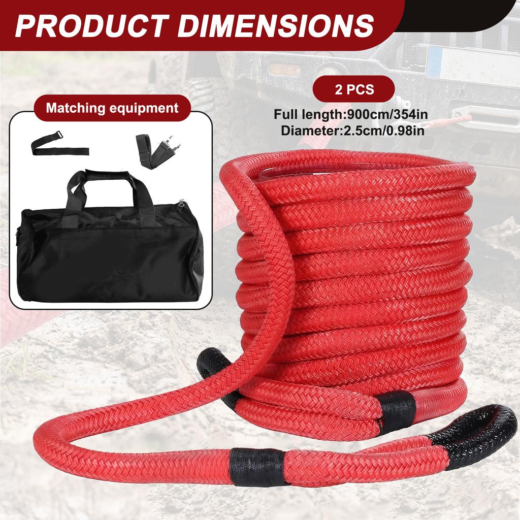 Kinetic Recovery Rope Kit with Soft Shackle Vehicle Recovery Kit 33900lbs Breaking Strength for UTV/ATV/Truck/Car/Jeep/Tractor
