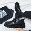 Men's leather boots autumn new British platform casual trend men's shoes formal chef work shoes low top Martin boots