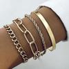2025 New Bracelet Set, Personalized Thick Chain Exaggerated Gold Four-piece Women's Bracelet