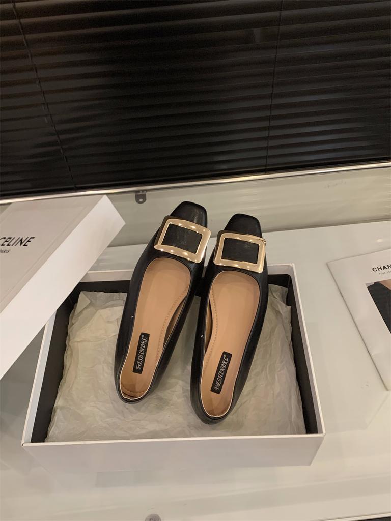 Inner height increase square head red single shoes women's shoes 2025 new spring and autumn French skirt evening shoes commuter shoes