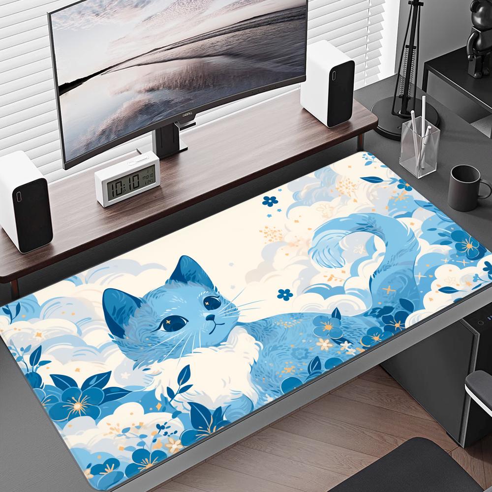 HYBXAXC Cute Japan Cat Mouse Pad Large Gamer Mousepad Computer Gaming Accessories Art Carpet 900x400 Play Mats Anime Office Mat