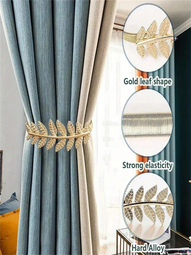 1 Stück Modische Metall-Gardinenklammer - Federdesign Aluminiumlegierung Blattschnitzerei Gardinenklammer für Gardine, Moderne dekorative Gardinenklammer