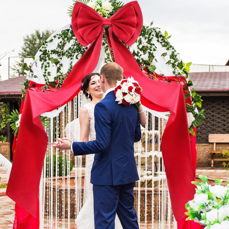 Giant 190cm Satin Ribbon Bow Decorations Extra Large Pink Red Bow for Christmas Wedding Big Bow for Room Wall Party Home Decor