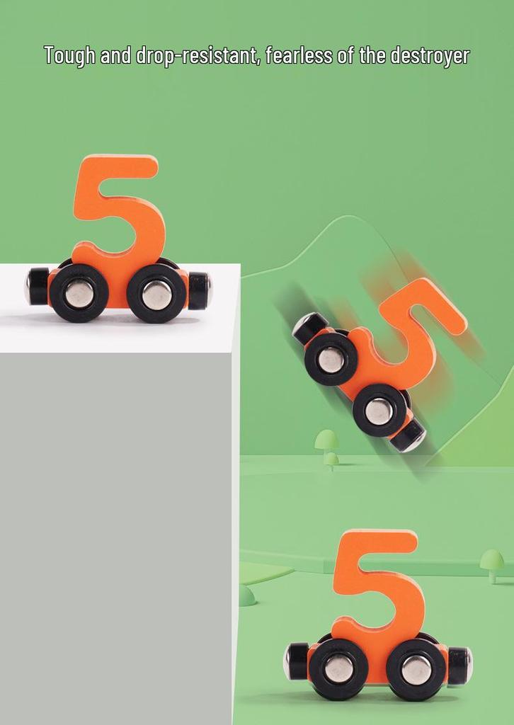 Wooden Magnetic Number Train - Early Education Pull-Along Toy