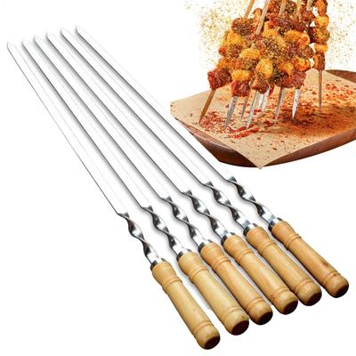 Brochetas para Kebab Reutilizables Brochetas de Metal 6 Piezas Acero Inoxidable Largas Reutilizables Planas Herramientas para Barbacoa para Acampar Cocinar Verduras