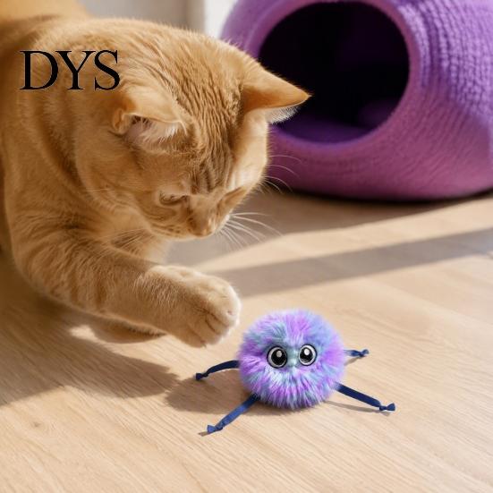 Electric Cat Ball Toy Toy, Automatic Jumping Plush Ball, Interactive Cute Rolling Toys for Indoor Cats Self with Ribbon Limbs Hunting Exercise Pets