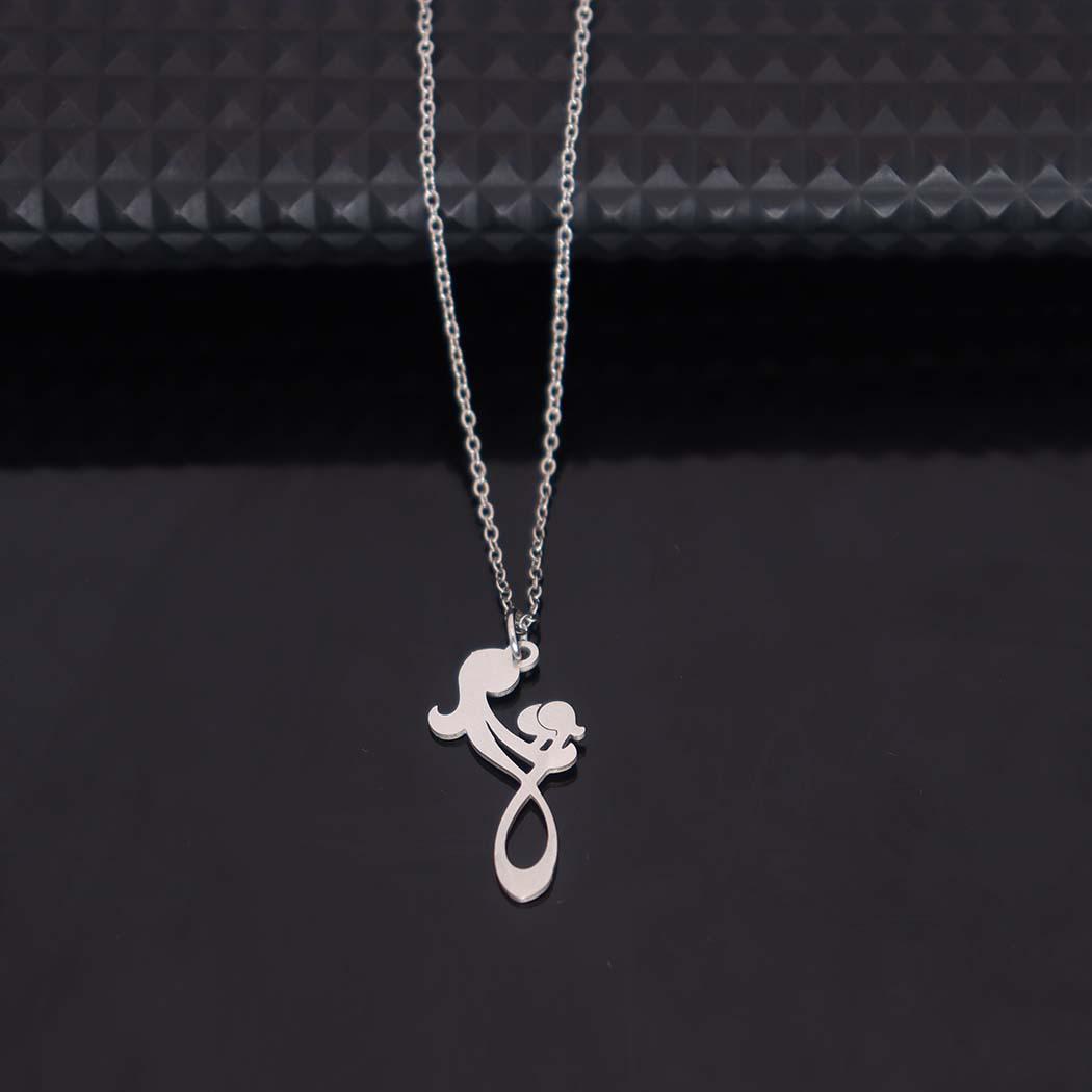 

Stainless Steel Mother-Child Pendant Necklace - Versatile Clavicle Chain for Mother s Day серебряный