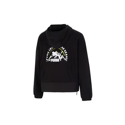 Camping Kapuzenpullover mit durchgehendem Reißverschluss und geometrischem Logomuster Damen Oberteile Schwarz 537429-01