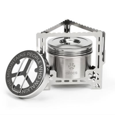 Alocs [2026 NEW Model] Alcohol Stove 8-Piece Set with Trivet, 1939kcal/h High-Powered Tornado Combustion, Lightweight, Compact, with Extinguishing Lid