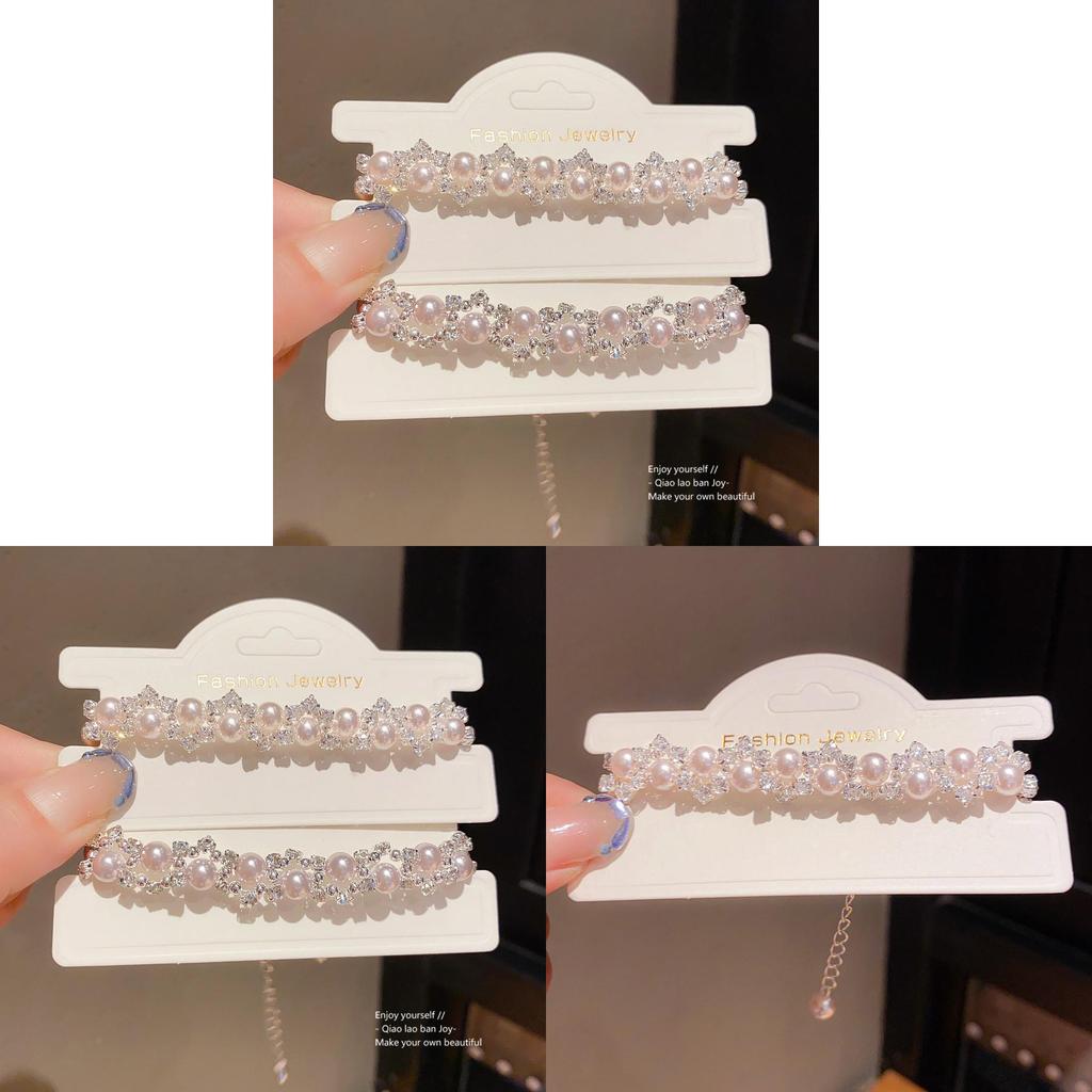 No Ip Geometric Pearl Embellished Magnet Bracelet For Women With Elegant Design