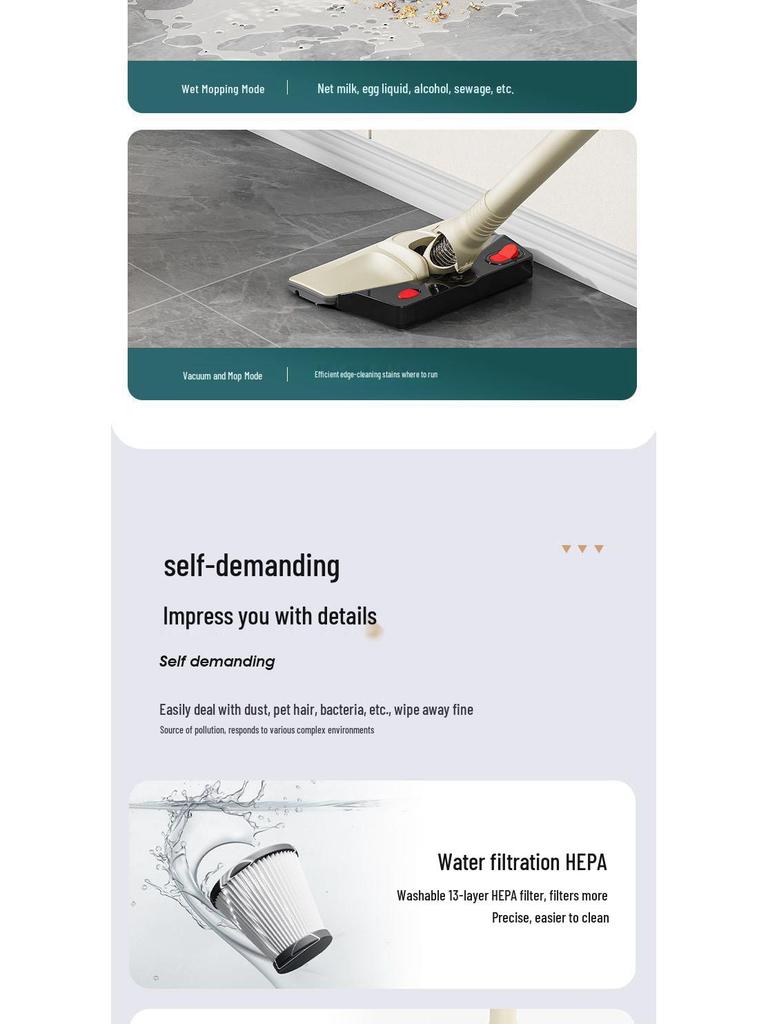 Kabelloser All-in-One Staubsauger & Wischmopp mit starker Saugkraft für Zuhause - Klein, Handlich, Tierfreundlicher Milbenentferner