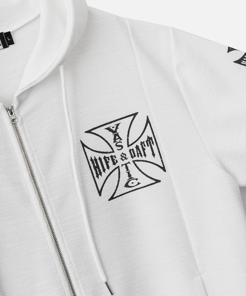 Vastic Cross Logo Zip-Up Hoodie_White
